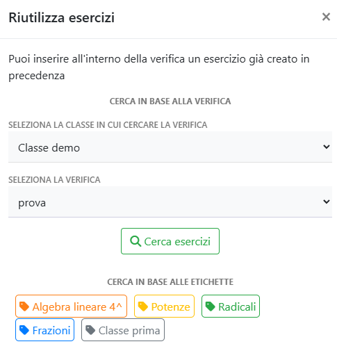 riutilizza esercizi