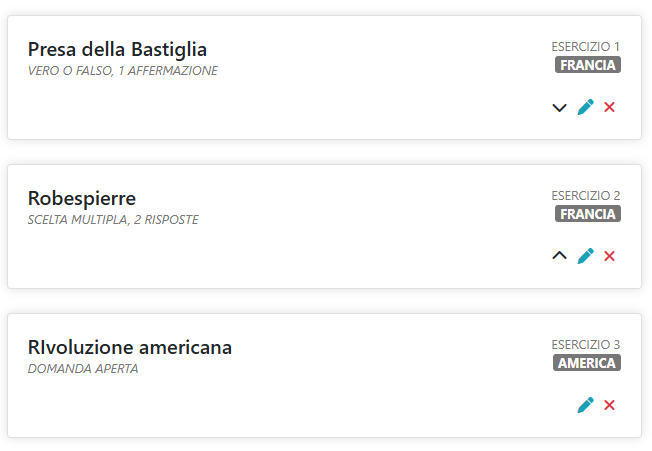 Cambio sezione in esercizi