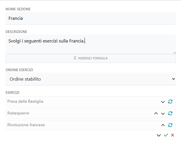 Menu Sezioni