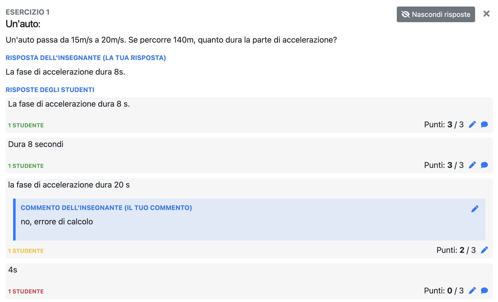 Dettaglio delle risposte di una domanda aperta